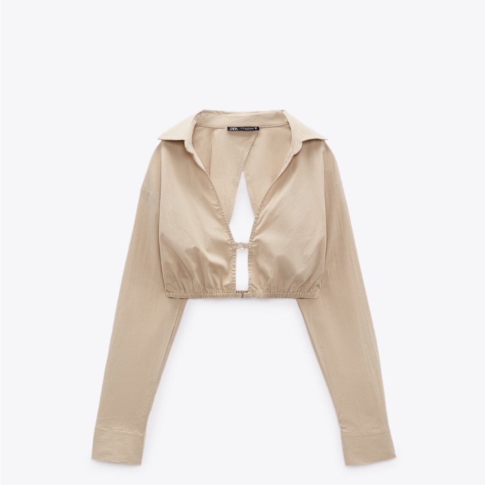 Zara cropped shirt natural color size small